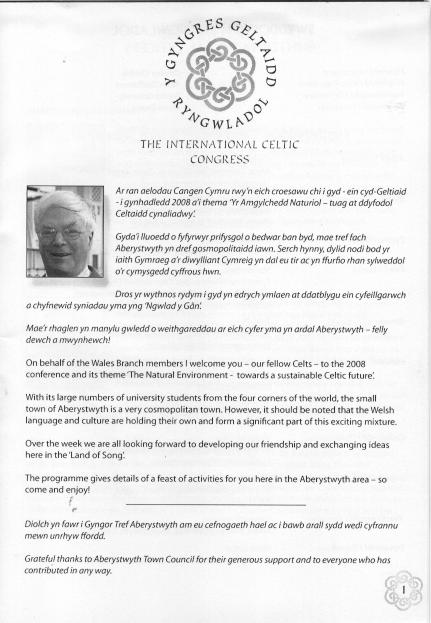 Information on The Celtic Congress at Aberystwyth in Wales 2008